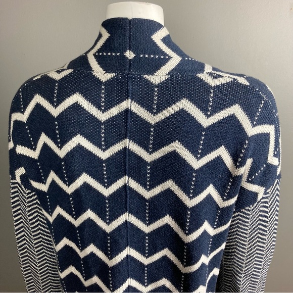 Margaret O'Leary Cardigan Chevron Stripes Blue & Winter White extra small Cotton - Picture 5 of 11